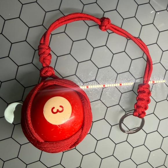 Paracord Celtic Knot Keychain w/ Pool Ball Core - Red EDC Gear - Picture 1 of 2